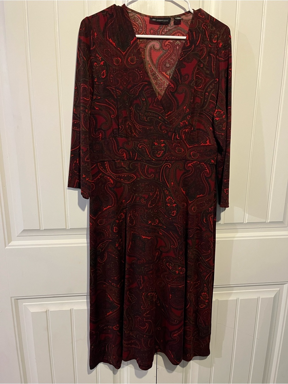 INC International Concepts Red Paisley Midi Dress